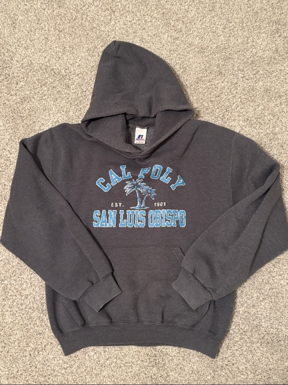 Russell Athletic Black Pullover Hoodie with Blue Cal Poly Graphic